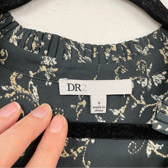 Daniel Rainn DR2 Green Floral Printed Boho Womens Long Sleeve Blouse Tie Neck S - Picture 3 of 10